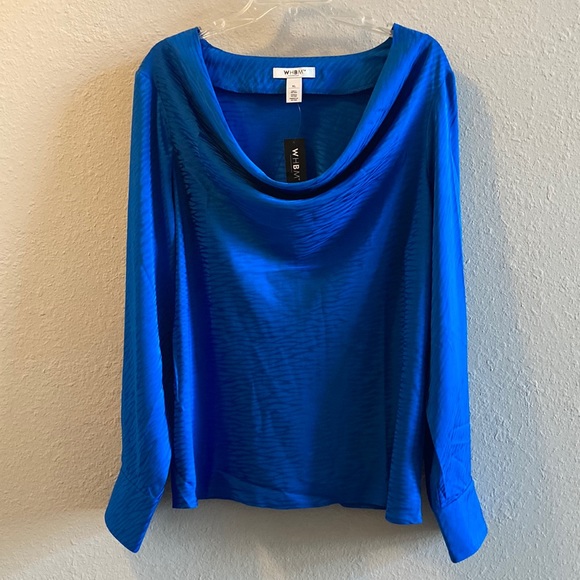 White House Black Market Tops - White House Black Market Long Sleeve Jacquard Drape Cowl Neck Blouse